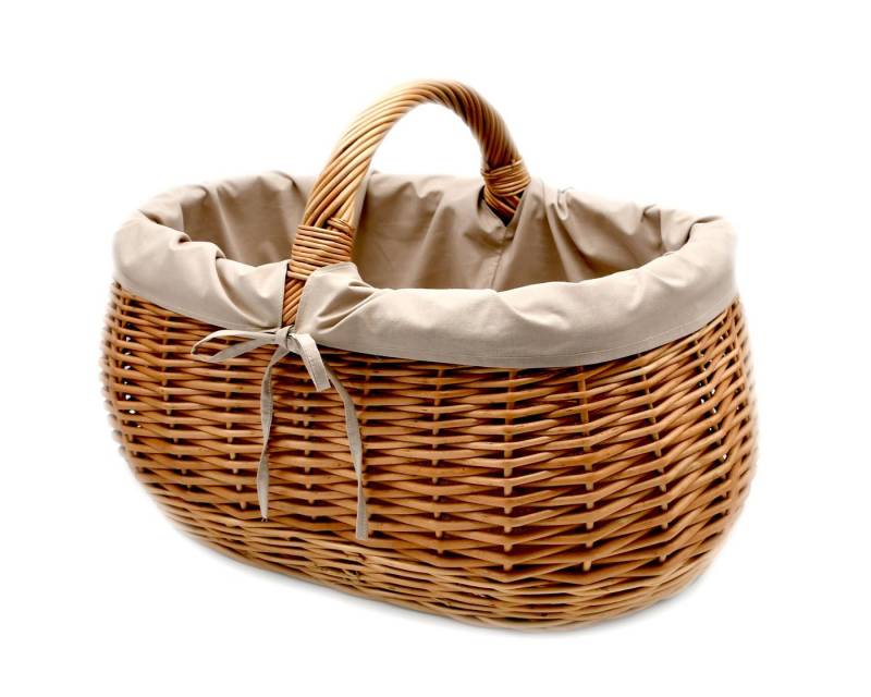 MyBer® Einkaufskorb Stabiler Korb aus Weide Einkaufskorb 52/37/21cm (40 mit Griff), Weidenkorb Tragekorb braun mit Griff und praktischer Stoffeinlage von MyBer®