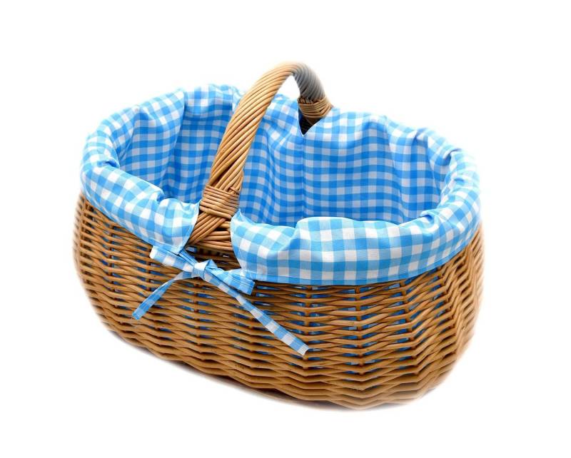 MyBer® Einkaufskorb Weidenkorb Korb geflochten 52/37/21cm (40 mit Griff), Stabiler Tragekorb aus Weide braun mit Stoffeinlage von MyBer®