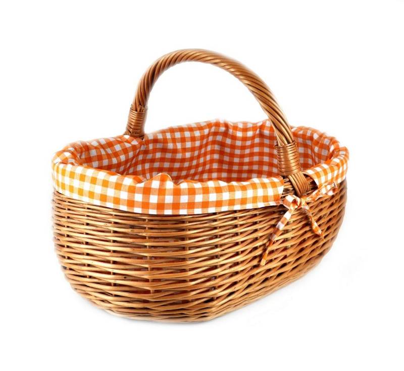 MyBer® Einkaufskorb Weidenkorb Korb geflochten mit Stoffeinlage 52/37/21(40)cm, Stabiler Tragekorb aus Weide von MyBer®