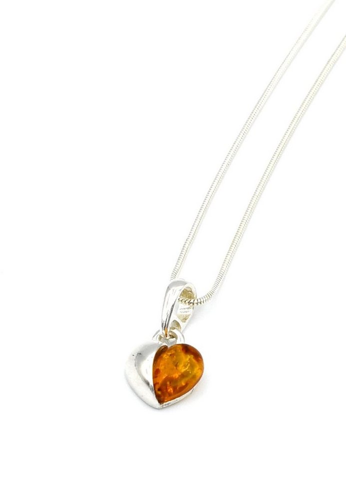 MyBer® Herzanhänger Bernstein honigfarben Herz 1,2cm auf Silberkette 45cm, Ostseebernstein Sterling Silber 925 PMBER94_P1213Y von MyBer®