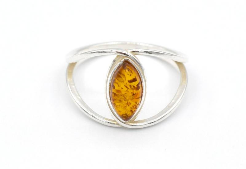 MyBer® Silberring Ring Bernstein Bernsteinring honigfarben gelblich Sterling Silber 925 (1-tlg), Ostseebernstein Innendurchmesser 18mm PMBER84_R1301CH von MyBer®
