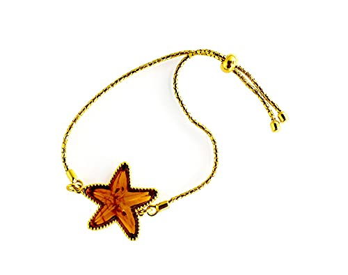MyBer® Armband Bernstein Bernsteinarmband Schmuck Damen Silber 925 vergoldet Seestern Stern PMBER57_B716C-F von MyBer