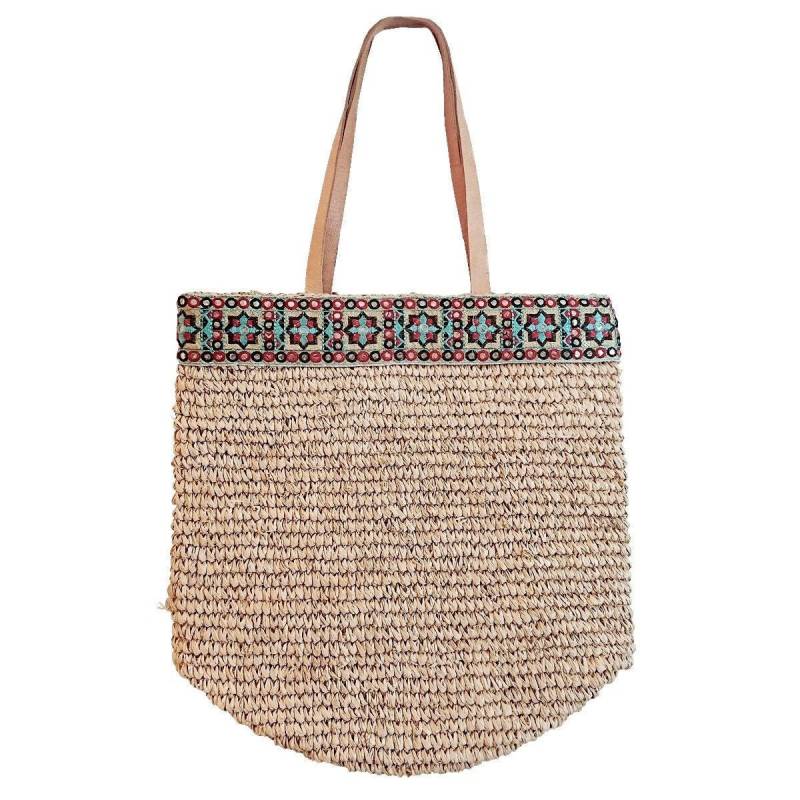 Franca-Tasche Aus Besticktem Naturbast; Strandkorb; Basttasche; Strandtasche Bast; Strandtasche; Börse Von Spiaggia von MyBlissHomeShop