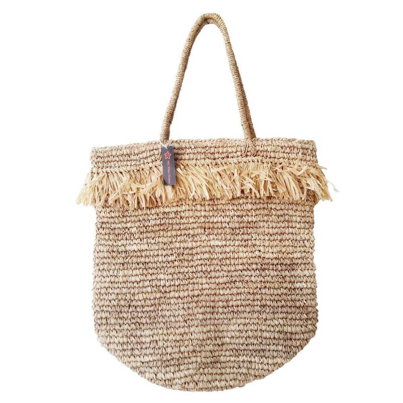 Zarra-Tasche Aus Bast Mit Fransen; Strandkorb; Strandbasketball; Basttasche; Strandtasche Bast; Strandtasche; Börse Von Spiaggia von MyBlissHomeShop