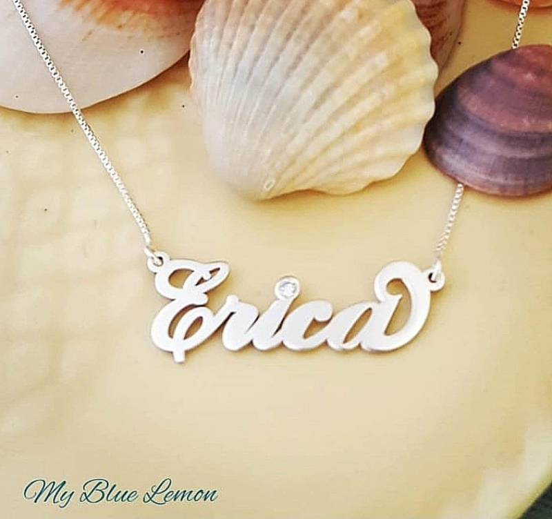 Erica Style Sterling Silber 925 Namesschild Mit Locke Und Kette von MyBlueLemon