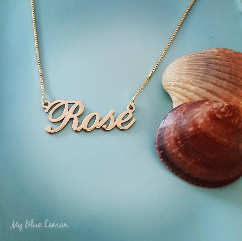 Namen Halskette 18K Rose Gold Überzogene Typenschild Personalisierter Benutzerdefinierter Schmuck von MyBlueLemon