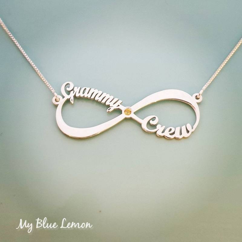 Personalisierte Infinity Name Halskette Geschenk Für Großmutter Oma New Mutter Birthstone Akzent von MyBlueLemon