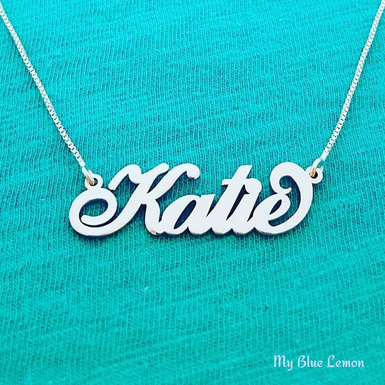 Personalisierte Sterling Silber Name Halskette Benutzerdefinierte Handgefertigte Anhänger von MyBlueLemon