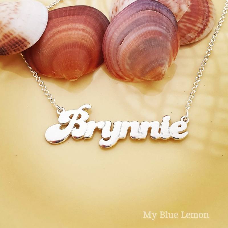 sterling Silber Name Halskette Personalisierter Benutzerdefinierter Anhänger von MyBlueLemon