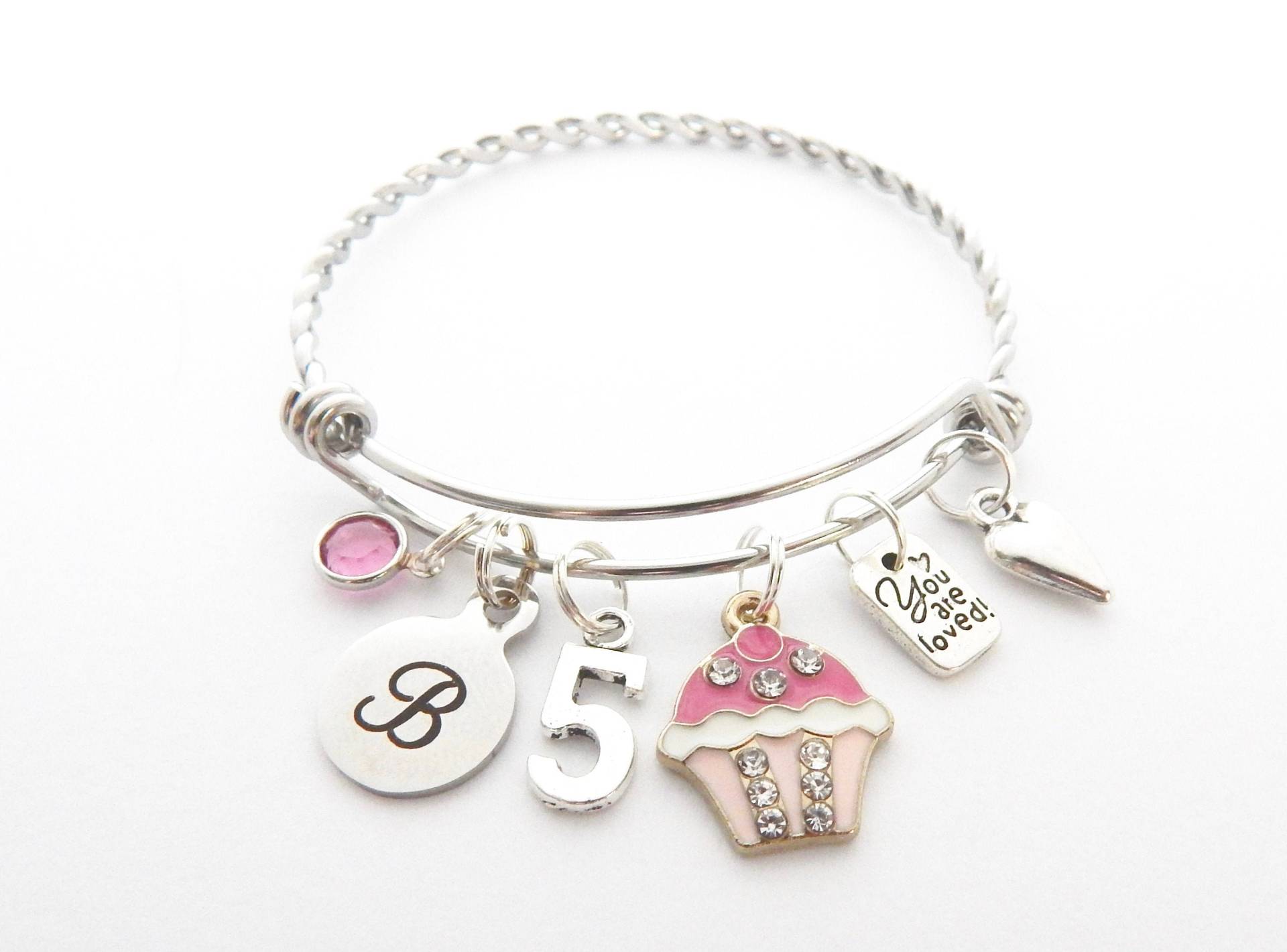 5-Jährige Tochter Geschenk, 5.tag Mädchen 8-Jähriges Mädchen, 9-Jähriges Enkelin Geschenkideen Cupcake Charm Armband von MyBlueSnowflake