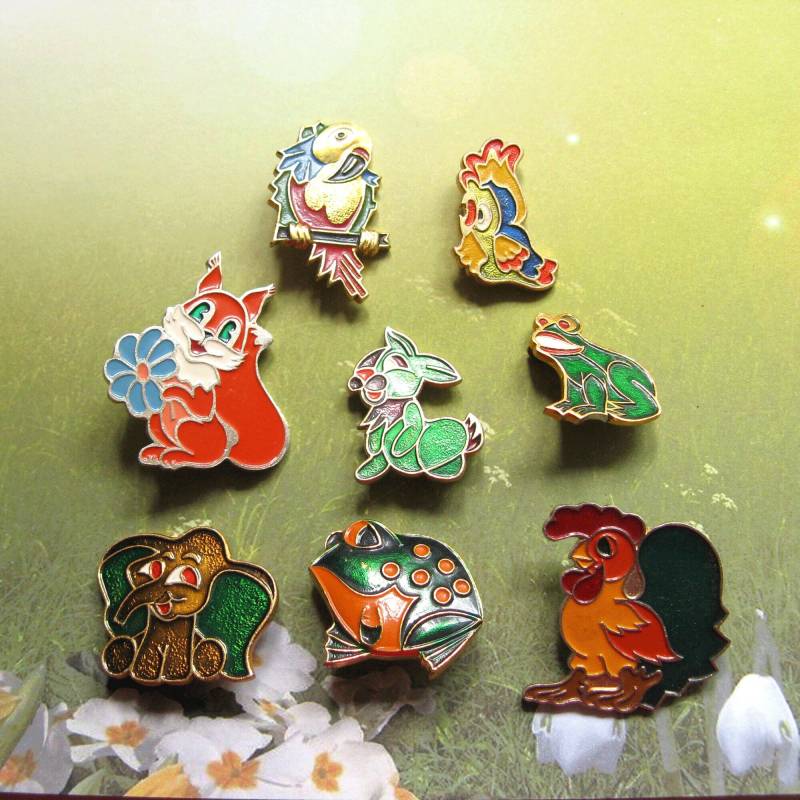 Vintage Cartoon Tier-Anstecker Udssr Metall-Anstecker, 70Er-80Er Jahre von MyBootSale