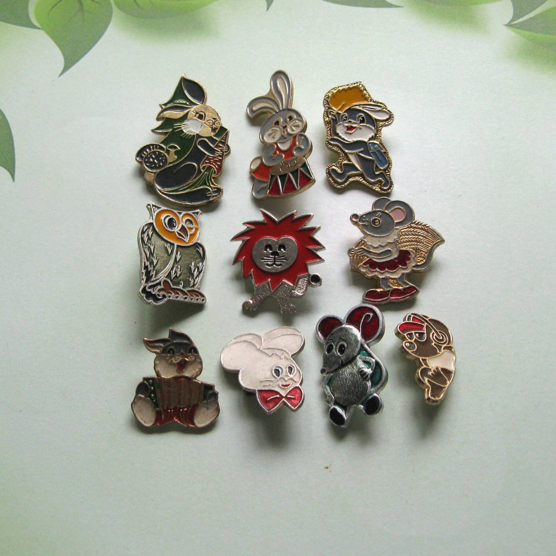 Vintage Cartoon Tier Pins Udssr Metallabzeichen, 10-Teiliges Set von MyBootSale
