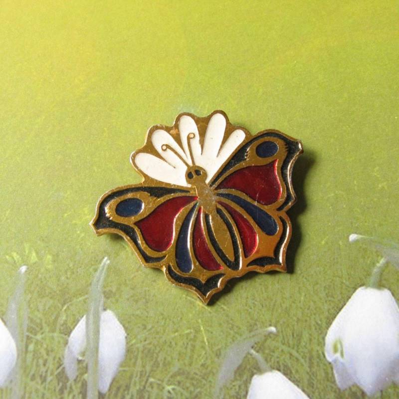 Vintage Emaille Schmetterling Brosche Insekt Anstecknadel, Udssr 80S von MyBootSale