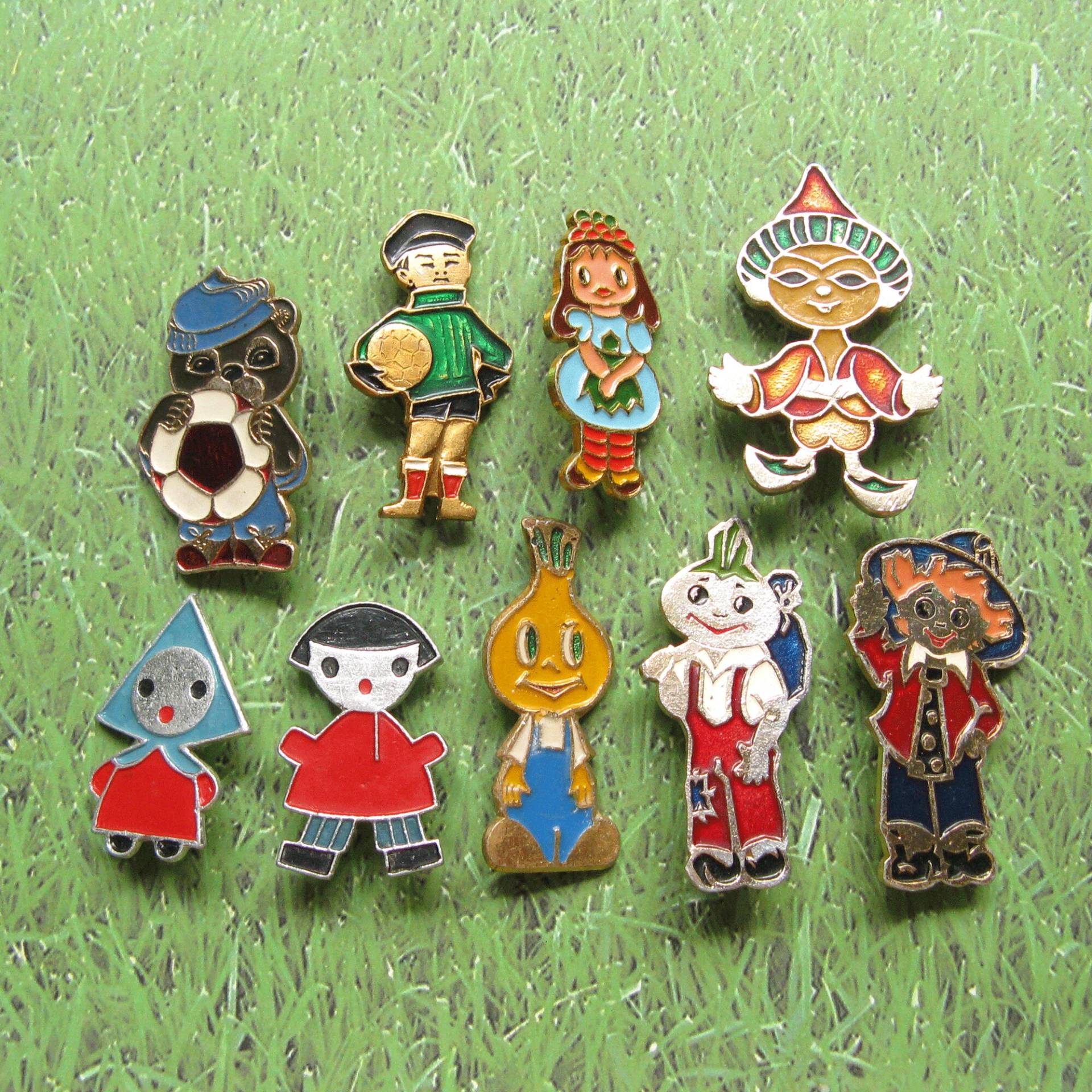 Vintage Udssr Cartoon Charakter Pins 80Er Jahre Emaille Pinback Set von MyBootSale