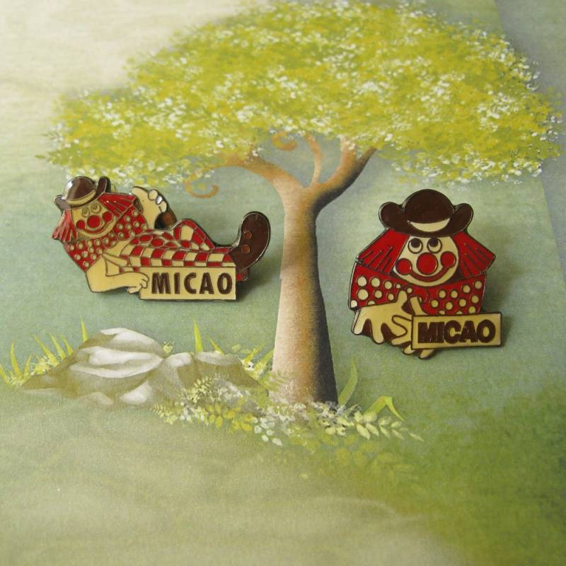 Vintage Zirkus Clown Anstecker 80Er Jahre Micao Artist Broschen - 2Er Set von MyBootSale