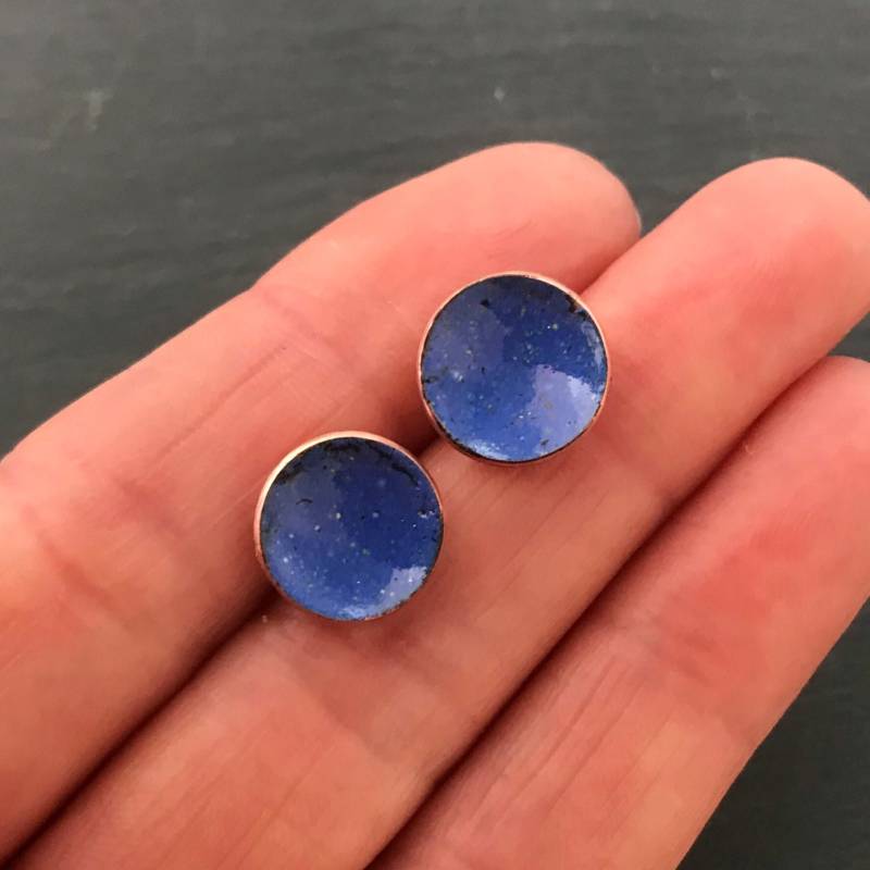 Ultramarine Blaue Konkave Emaille Kupfer Ohrstecker Ultramarine Blaue Konkave Emaille Kupfer Ohrstecker von MyCherryPieJewellery