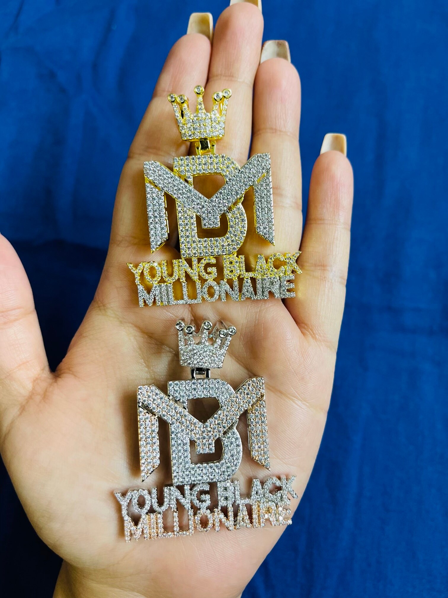 14K Gold Finish Ybm Young Black Millionär Hip Hop Charm Anhänger Mit Seilkette von MyChoiceStore2012