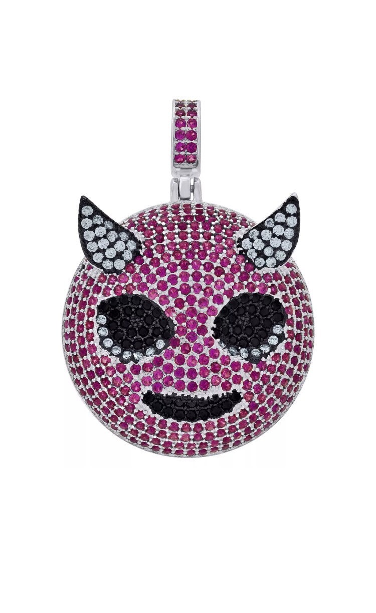 925 Sterling Silber Vereist Cz Dämon Emoji Mode Anhänger Mit Kette von MyChoiceStore2012