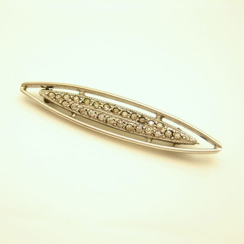 Integrität Sterling Silber Art Deco Vintage Bar Brosche Pin Strass Paste Dessous Oval von MyClassicJewelry