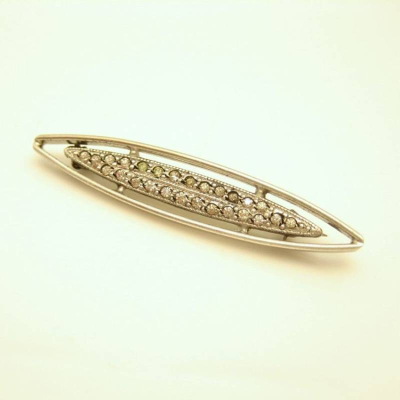 Integrität Sterling Silber Art Deco Vintage Bar Brosche Pin Strass Paste Dessous Oval von MyClassicJewelry