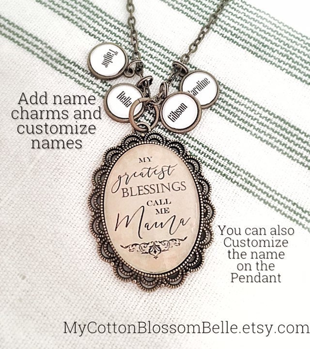 Benutzerdefinierte Name Charm Halskette Blessed Mama Schmuck Geschenk Benutzerdefinierte Name Charm Halskette Blessed Mama Schmuck Geschenk von MyCottonBlossomBelle