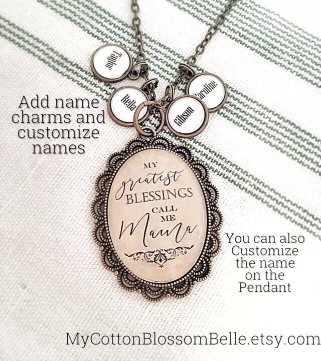 Benutzerdefinierte Name Charm Halskette Blessed Mama Schmuck Geschenk Benutzerdefinierte Name Charm Halskette Blessed Mama Schmuck Geschenk von MyCottonBlossomBelle