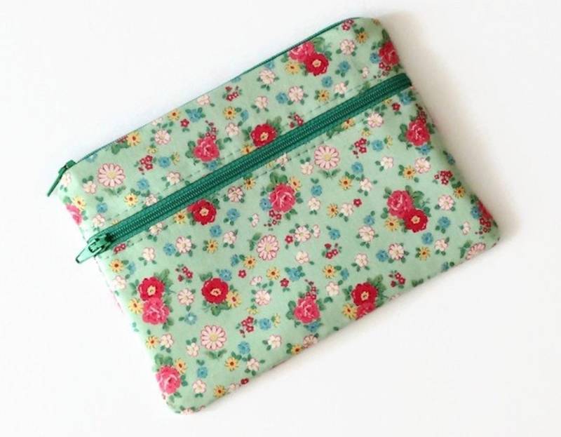 Blume Print Double Zipper Portemonnaie, Reisepass Reise Reißverschlusstasche von MyCottonHouse