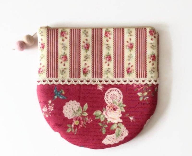 Floral Print Kosmetiktasche, Rosa Abgerundeten Reißverschluss Geldbörse, Make-Up-Tasche, Freundin Geschenk von MyCottonHouse