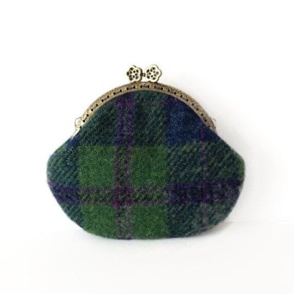 Harris Tweed Geldbörse, Grün Und Blau Kariert, Wichtelgeschenk von MyCottonHouse