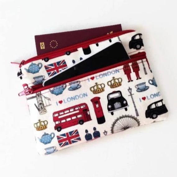 I Love London Doppelzip Beutel - Handy Geldbörse Reisepass von MyCottonHouse
