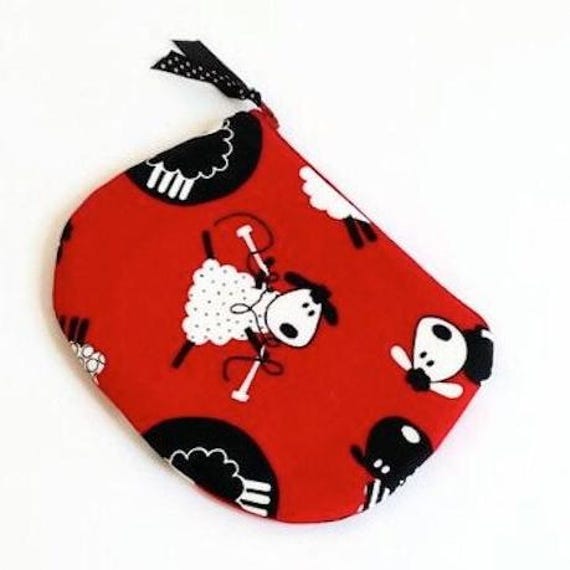 Kleine Beutel Mit Reissverschluss/Süsse Schafe Rote Geldbörse Handgemachte Kleine Zip Tasche von MyCottonHouse
