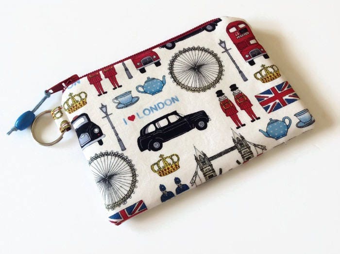 London Print Zip Geldbörse Schlüsselanhänger Reise Geschenk von MyCottonHouse