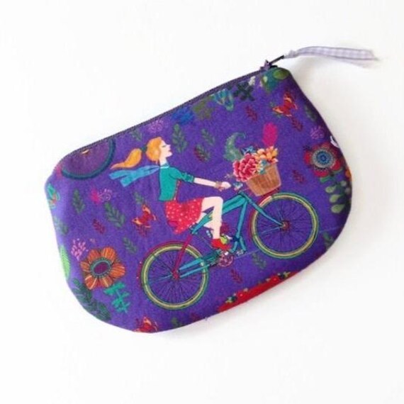 Niedliche Lila Geldbörse, Kleines Täschchen Mit Reißverschluss, Fahrrad Geldbörse von MyCottonHouse
