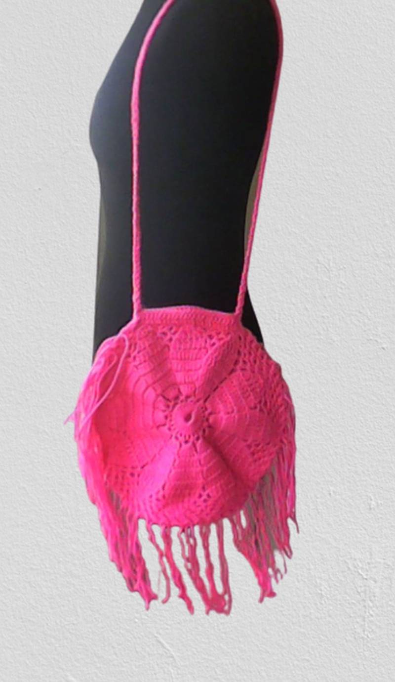 Kindertasche Boho Hippie Runde Eco Umhängetasche, Hippie Handgehäkelt Markt Schultertasche, Strand Chic Häkeln Lebensmittel Tragen Tote von MyCrochetings