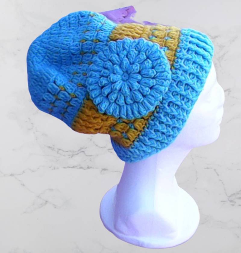 Mütze Wolle Wollmütze Warme Wintermütze Strick Winter Damen Erwachsene Beanie Blumen Wintermütze, Weiche von MyCrochetings