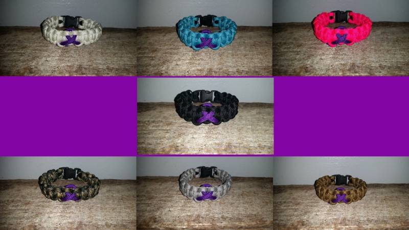 Bauchspeicheldrüsenkrebs/Epilepsie Add Adhd Bewusstsein 550 Paracord Survival Armband Lila Band von MyCustomParacord