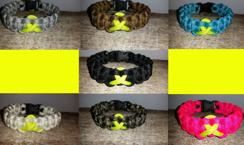 Blase/Bone Sarkom Cancer Awareness 550 Paracord Survival Armband Gelbe Farbband von MyCustomParacord