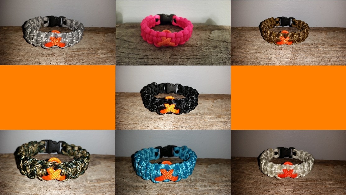 Leukämie/Nierenkrebs Multiplesklerose Ms Bewusstsein 550 Paracord Survival Armband Orange Ribbon von MyCustomParacord
