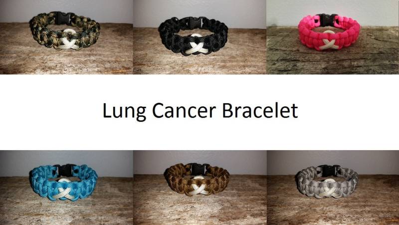Lung Cancer Awareness 550 Paracord Überleben Armband Weiß Farbband von MyCustomParacord