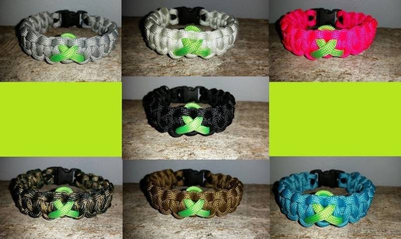 Lymphom Cancer Awareness 550 Paracord Survival Armband Lindgrün Multifunktionsleiste von MyCustomParacord