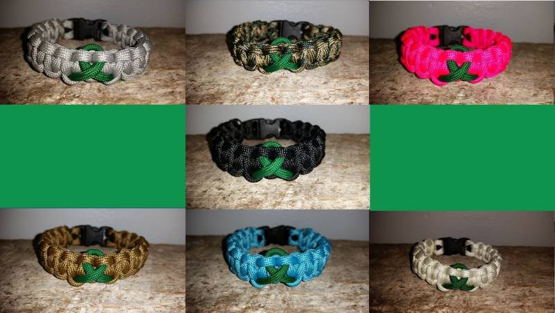 Niere/Leber Cancer Awareness Paracord Survival Armband Grünes Band von MyCustomParacord