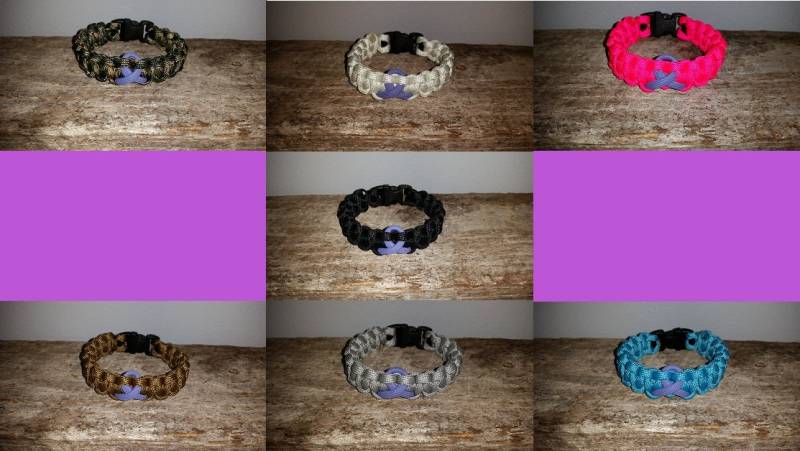 Testikular-Krebs Bewusstsein 550 Paracord Überleben Armband Orchidee Multifunktionsleiste von MyCustomParacord
