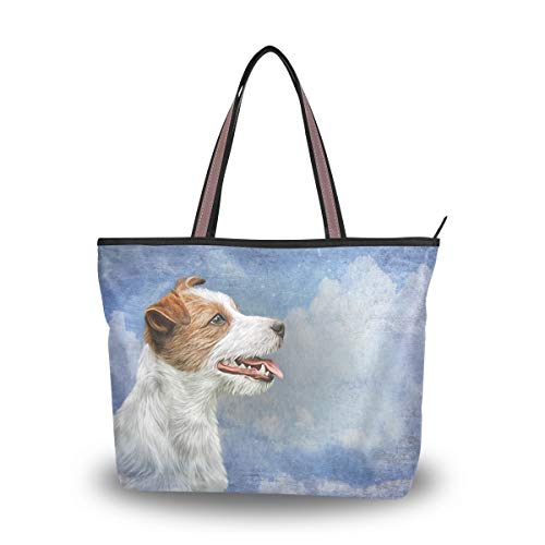 MyDaily Damen-Handtasche mit Jack Russell Terrier, Mehrfarbig - mehrfarbig - Größe: Large von MyDaily