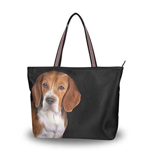 MyDaily Damen-Schultertasche Beagle, Schwarz, Mehrfarbig - mehrfarbig - Größe: Large von MyDaily