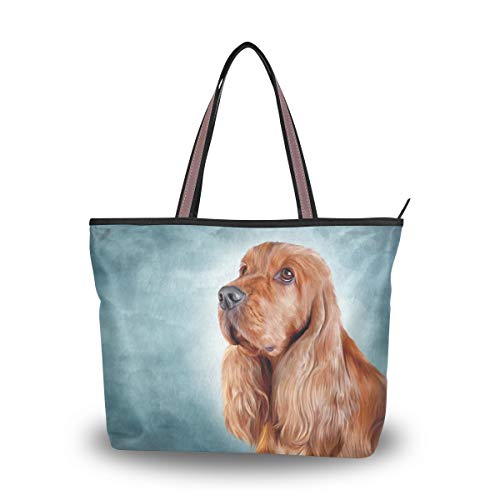 MyDaily Damen Schultertasche English Cocker Spaniel Hund Handtasche, Mehrfarbig - mehrfarbig - Größe: Large von MyDaily