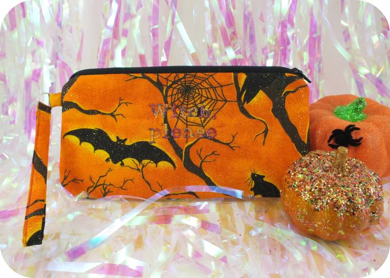 Bitte Hexe Halloween Glitter Bleistift Fall Make-Up-Tasche - Schwarz-Orange von MyDearestLion