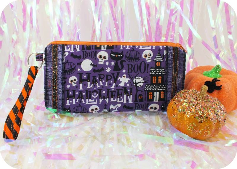 Verwunschenen Haus Schädel Bleistift Fall Make-Up Tasche - Schwarz Lila Rüschen Glitzer von MyDearestLion