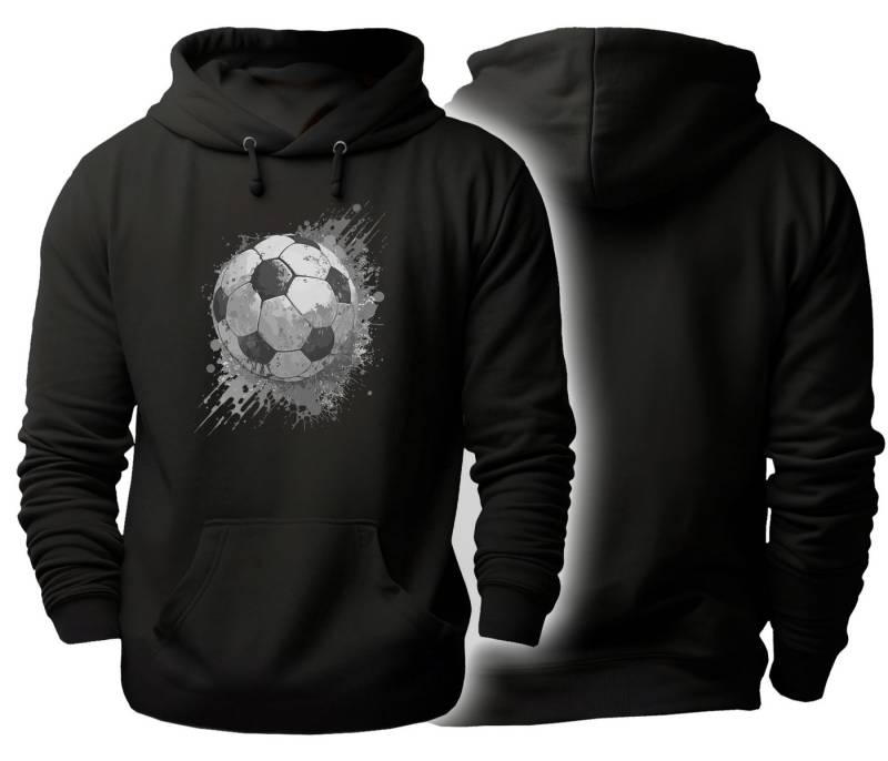 MyDesign24 Hoodie Fussball Kapuzen Pulli - Fussball in Ölfarbenoptik Herren und Damen Kapuzensweater i480 von MyDesign24