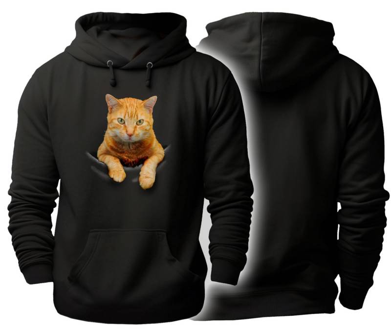 MyDesign24 Hoodie Katzen Kapuzen Pullover - Katze in Tasche Print Herren und Damen Kapuzensweater i109 von MyDesign24