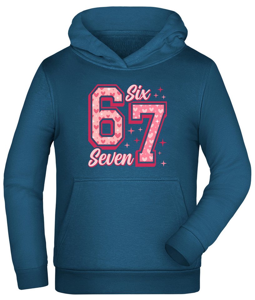 MyDesign24 Hoodie Kinder 67 Kapuzensweatshirt Kapuzenpullover mit six seven Aufdruck i776 von MyDesign24